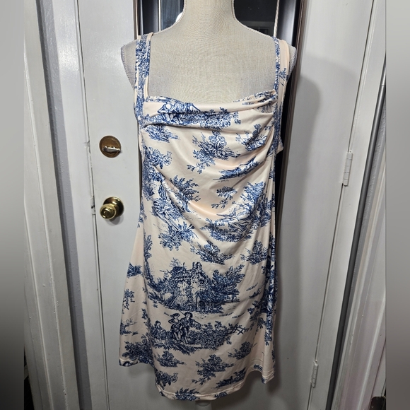 Cider Toile de Jouy Ruched Mini Dress NWT Sz 0xl - Picture 2 of 10